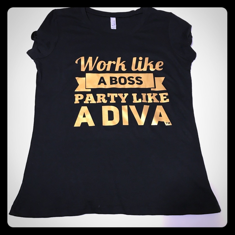 Work Like a Boss Graphic Bella Tee in Gold - TO-53