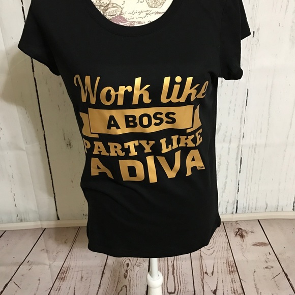 Work Like a Boss Graphic Bella Tee in Gold - TO-53 - Picture 2 of 3