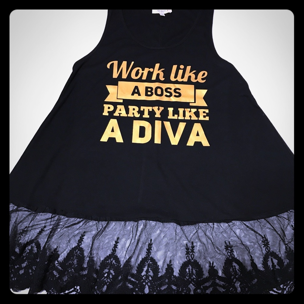 Work Like A Boss Graphic Tunic with Lace [TO-60]