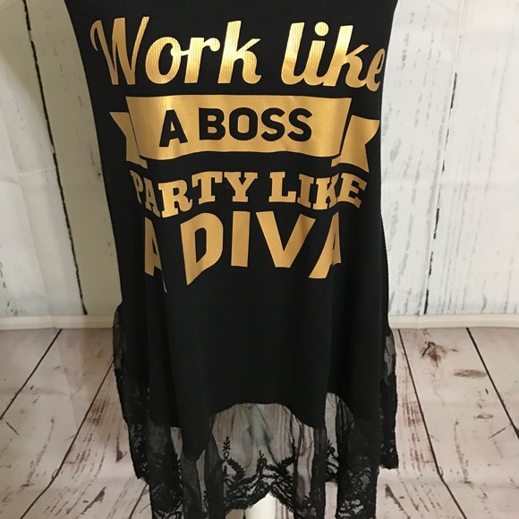 Work Like A Boss Graphic Tunic with Lace [TO-60] - Picture 4 of 4