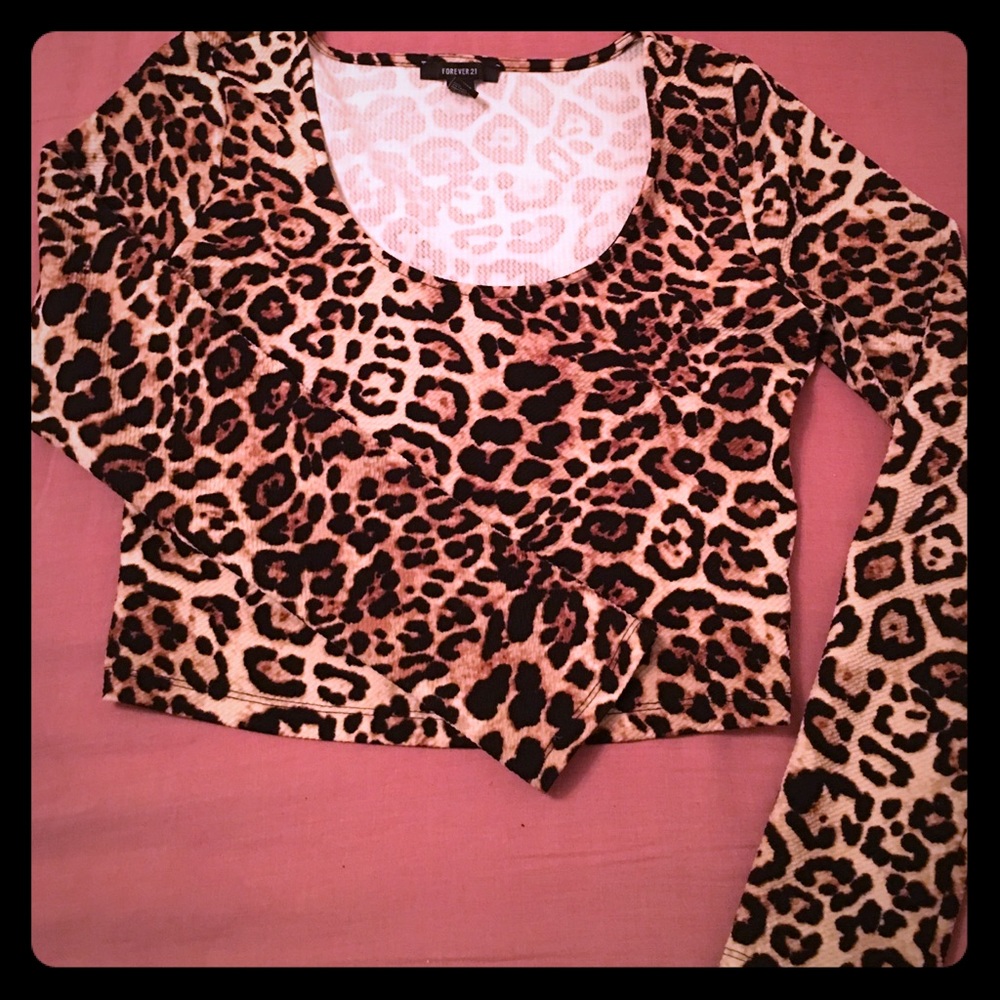 Leopard print long sleeve  crop top