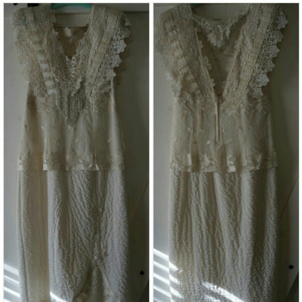 Vintage wedding dress boho lace eclectic