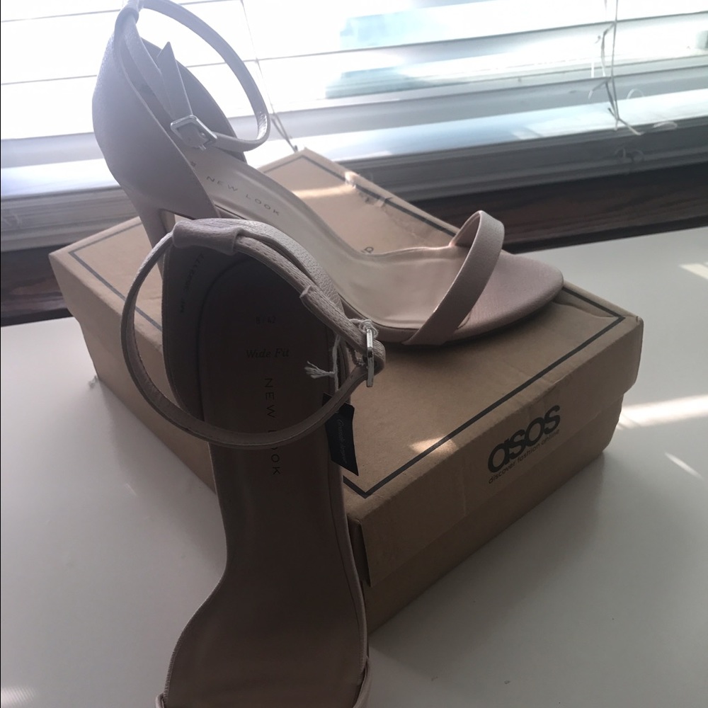 ASOS wide width strappy heals in Nude
