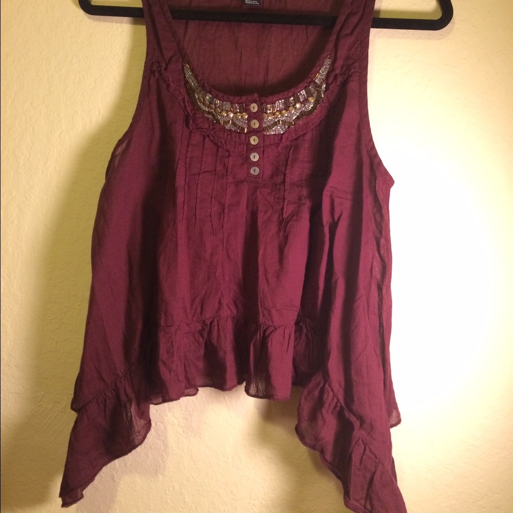 Burgundy glittery top
