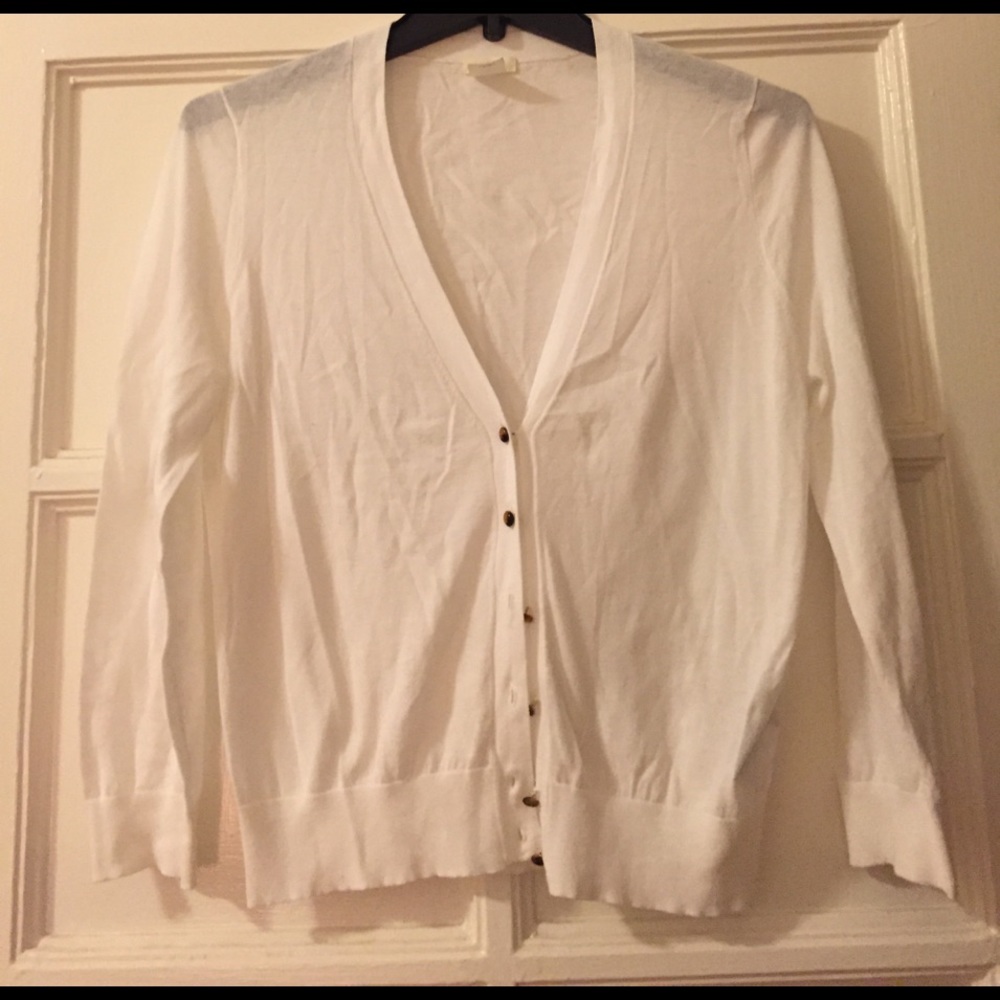 J CREW - White button up cotton cardigan
