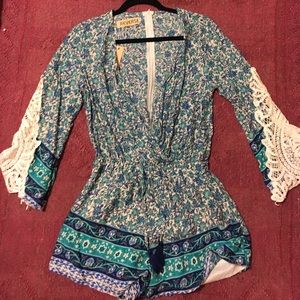 Blue floral Romper