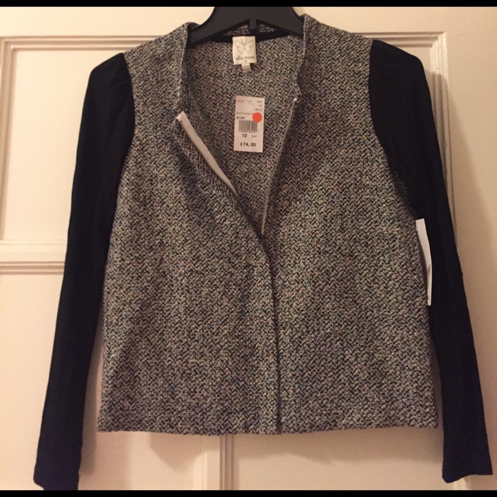 Ella Moss tweed zip up sweater jacket