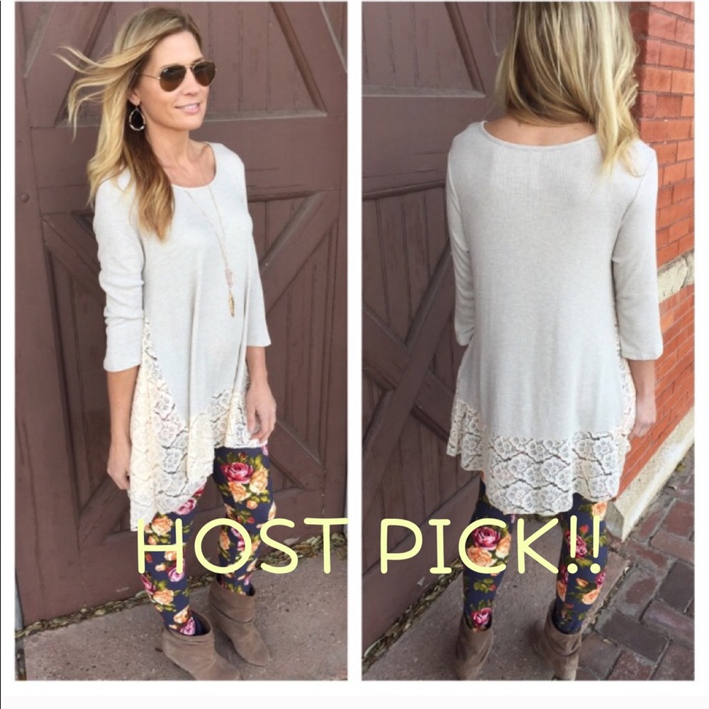 Fall Oatmeal Lace Tunic W/ Pockets!!