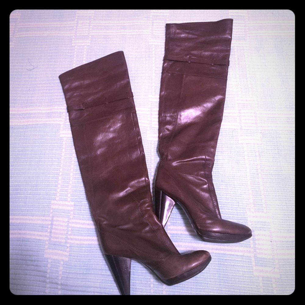 Costume National Leather knee high boots