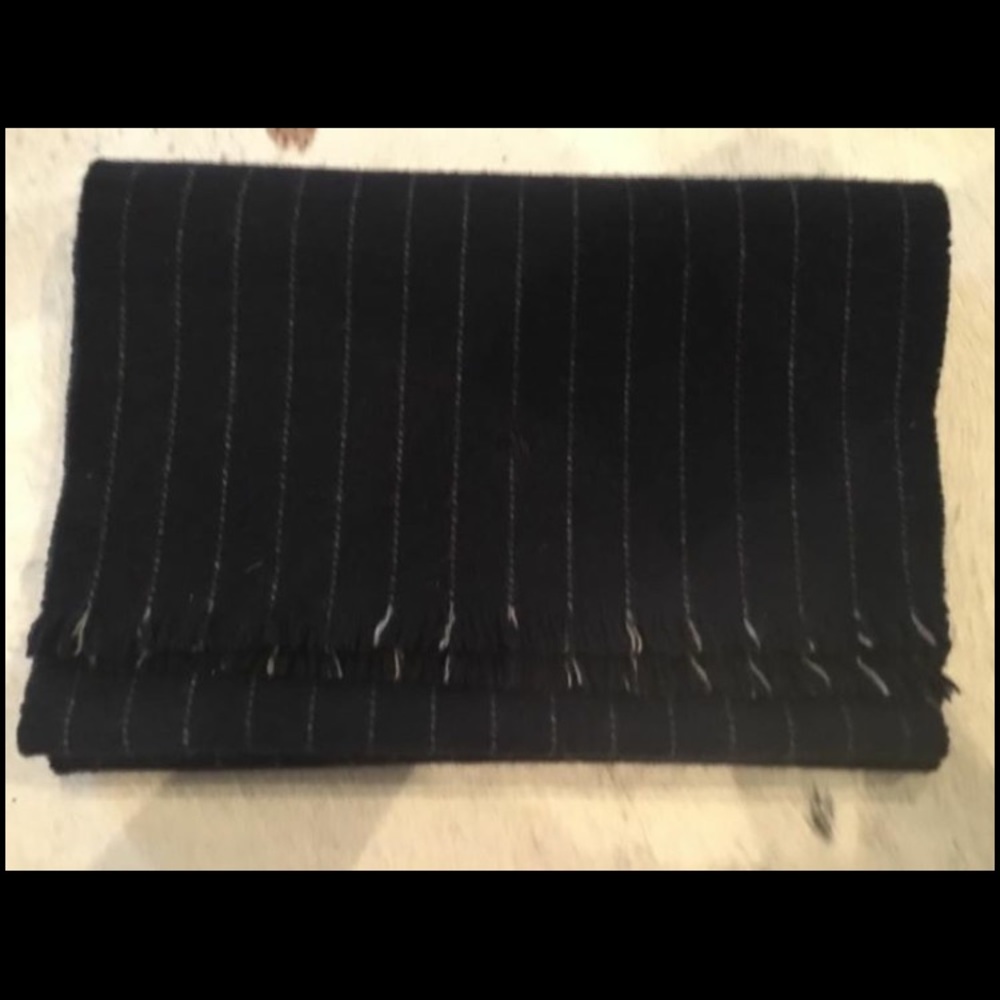 Polo by Ralph Lauren Navy Chalk-stripe wool scarf