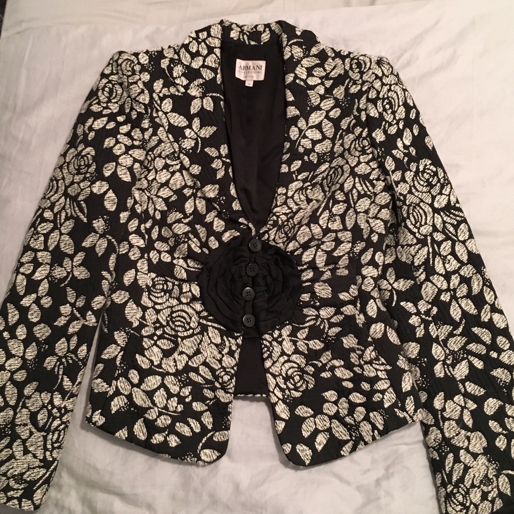 Armani black & white Rose jacquard blazer
