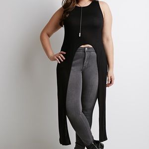 Forever 21 Plus Long Line Cut Out Top