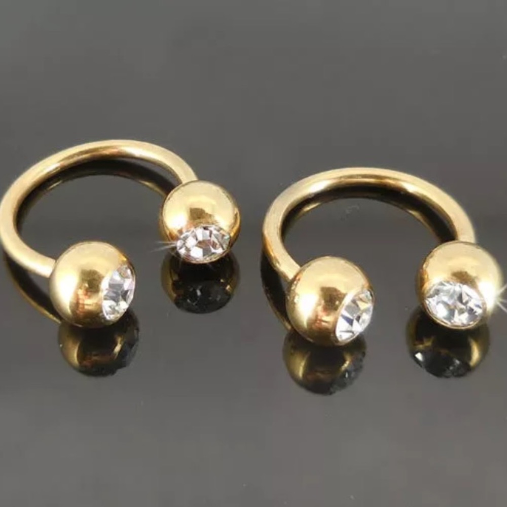 16g Gold CZ Horseshoe Septum/Earring
