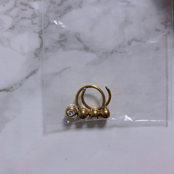 16g Gold CZ Horseshoe Septum/Earring - Picture 3 of 3