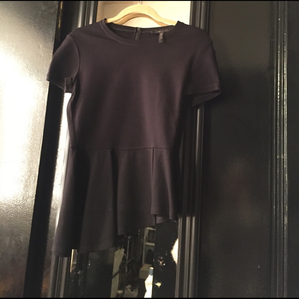 BcbgMaxazria slanted black fitted top. Size s