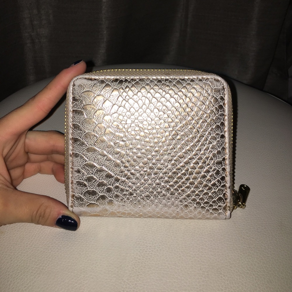 Perfect condition rose gold faux snake skin wallet
