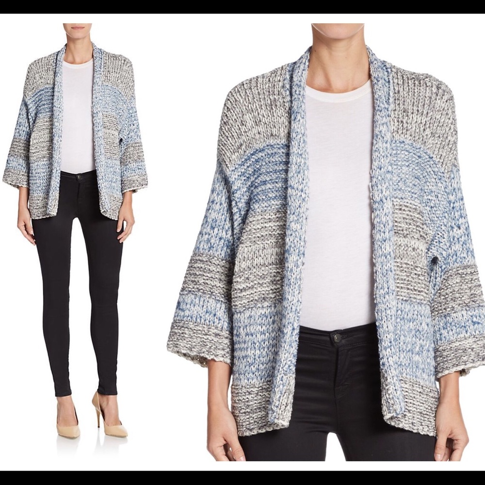 Vince Chunky Knit Striped Cardigan