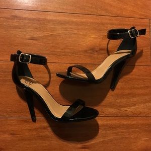 Black strap heels