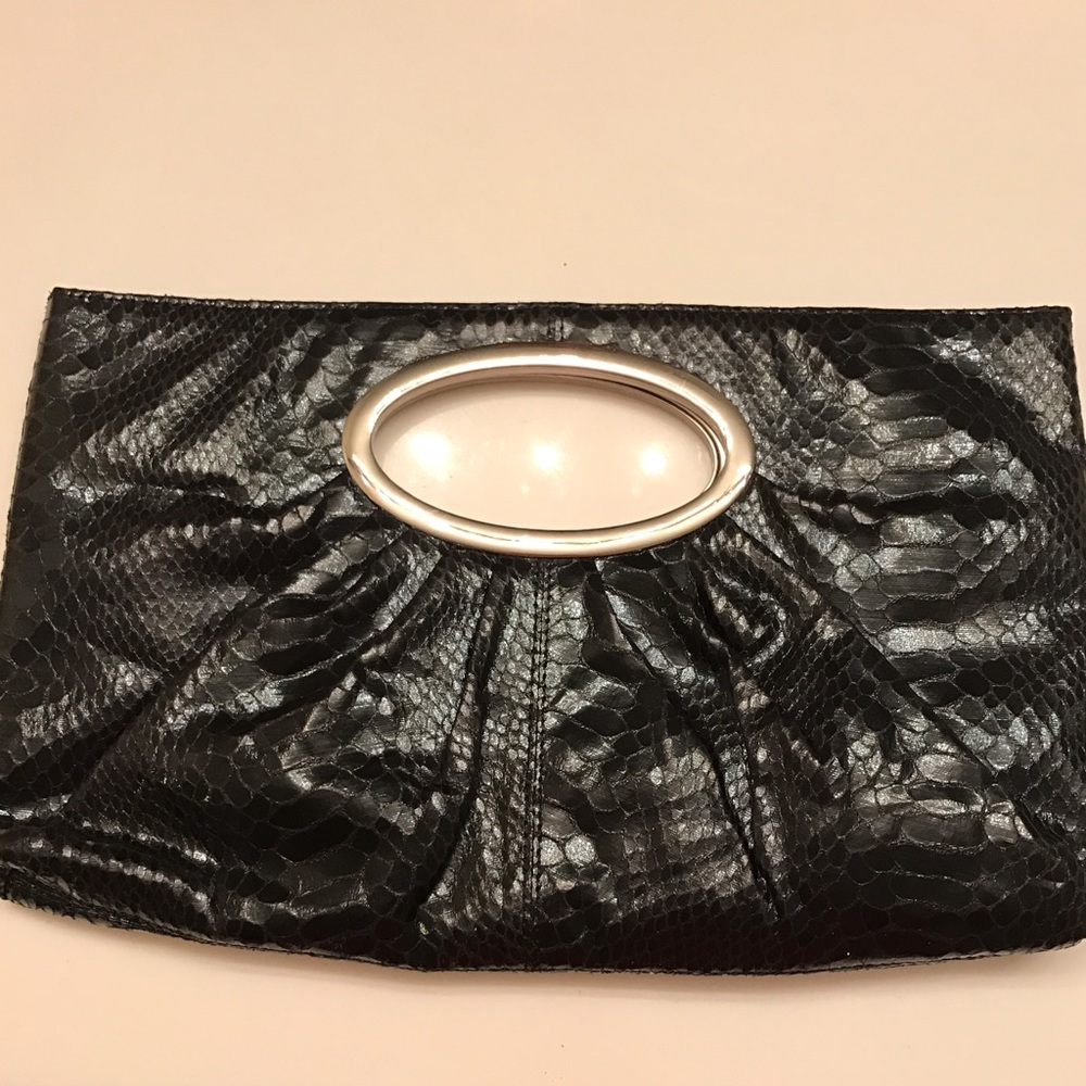 Black hand held clutch