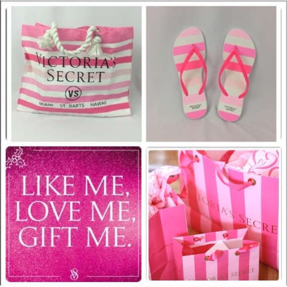🆕😍Victoria's Secret beach tote & flip flop set - Picture 1 of 5