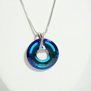 Blue circle Swarovski Crystal necklace