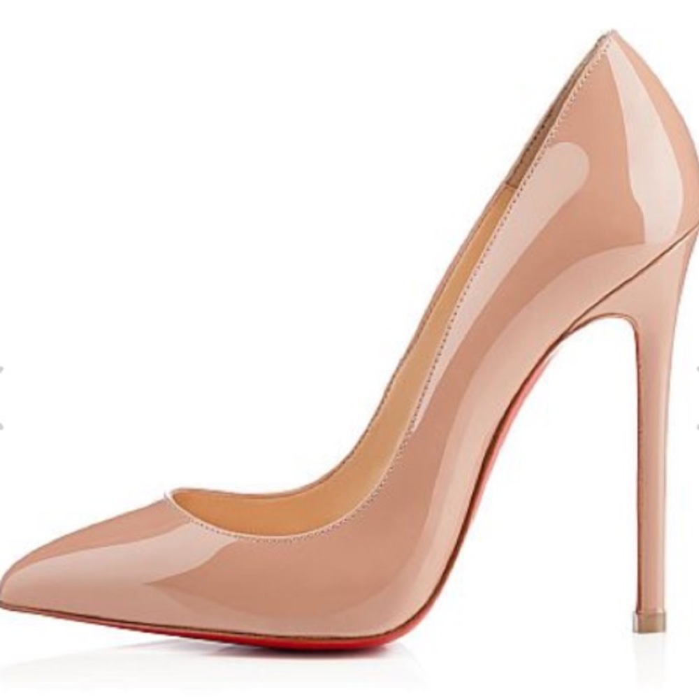 Louboutin Pigalle 120mm Nude Patent Leather Pumps - Picture 1 of 7