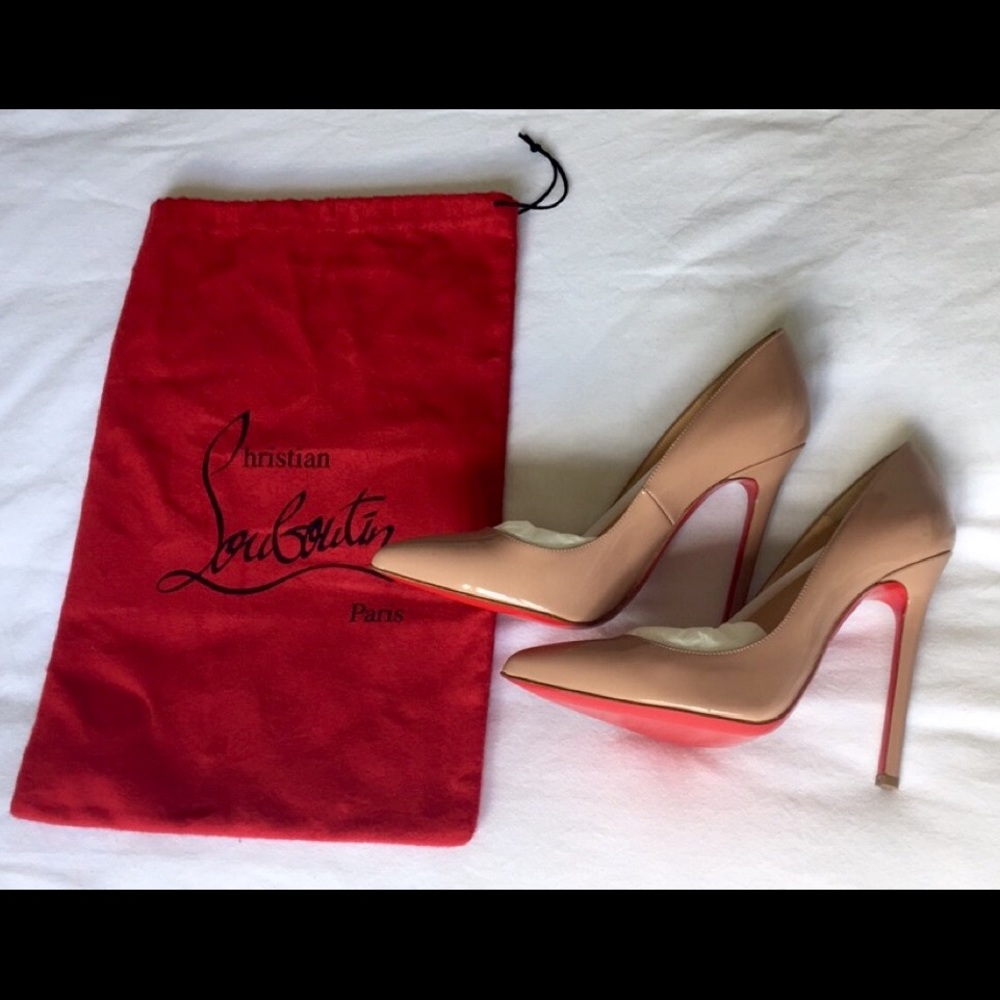 Louboutin Pigalle 120mm Nude Patent Leather Pumps - Picture 2 of 7