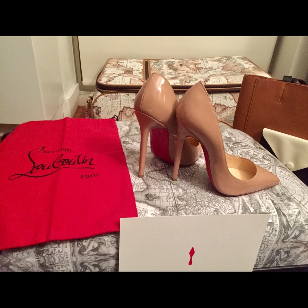 Louboutin Pigalle 120mm Nude Patent Leather Pumps - Picture 6 of 7