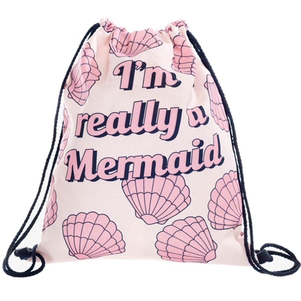NWOT Pink Mermaid Drawstring Backpack