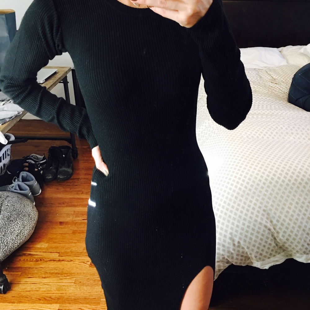 Black rib maxi dress