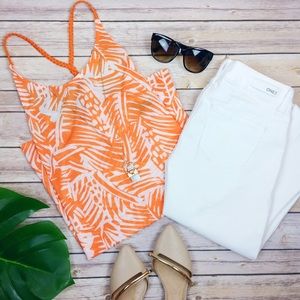 NEW Top Shop Palm Print Jersey Orange Sundress