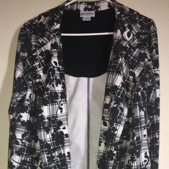 Self Esteem Black and White Flower Peacoat Sz XL - Picture 3 of 4