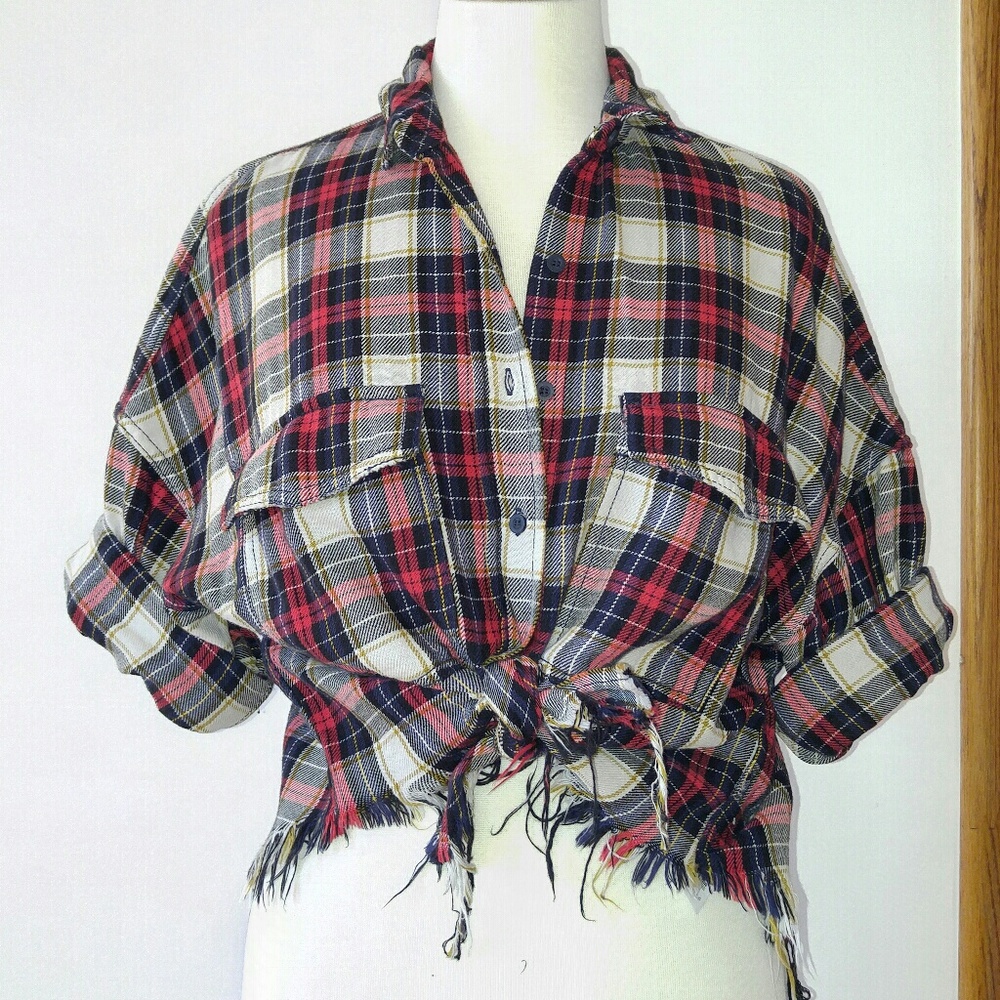 Zara Trafa cropped flannel top