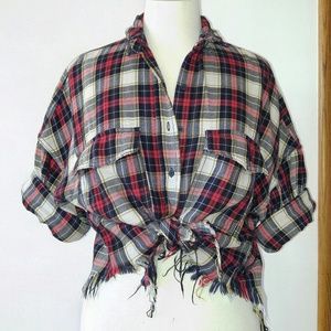 Zara Trafa cropped flannel top