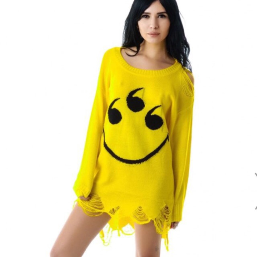 SOLD!! Unif 6 eyes distressed sweater - Picture 1 of 3