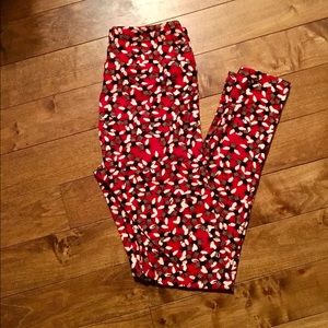 LuLaRoe honey bee red and black leggings OS