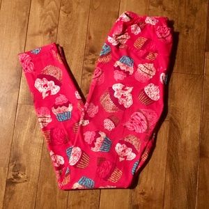 LuLaRoe cupcake print leggings, OS, like new!
