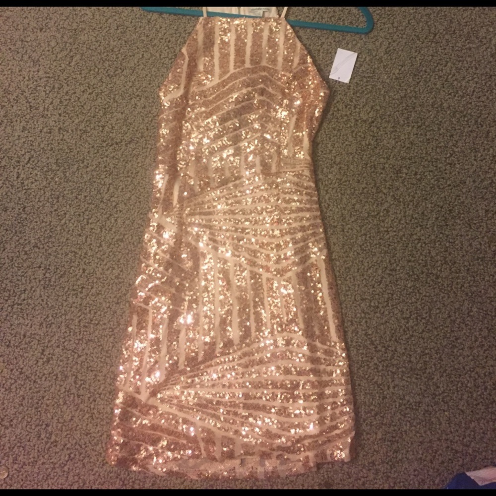 Rose gold sequin dress