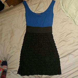 Blue and black waistband dress