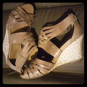 Indigo by Clarks Tan Woven wedges