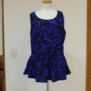 LOVE print peplum top