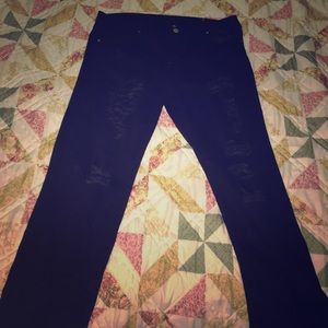 Distressed black high waist jeans