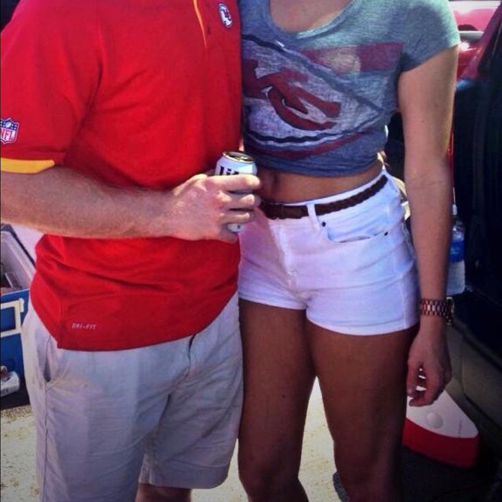 BDG high-waisted white denim shorts