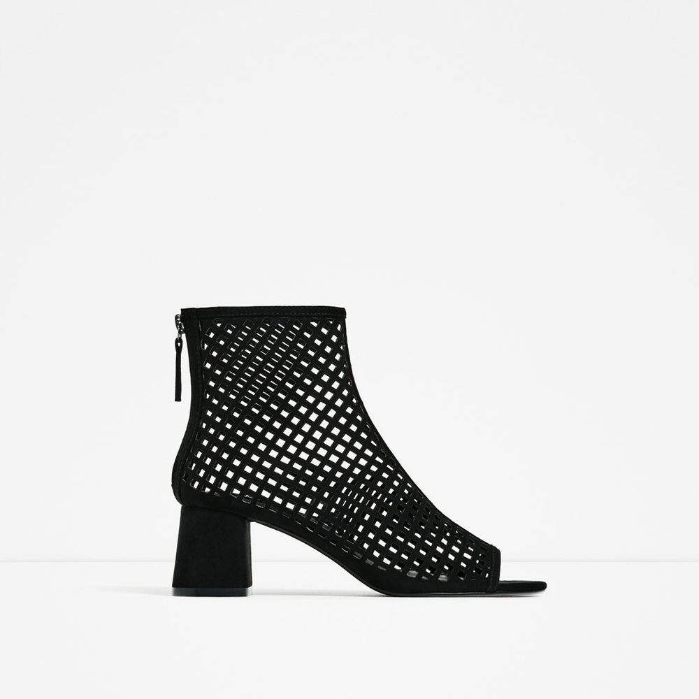 Zara Mesh Pattern Faux Suede Ankle Boots
