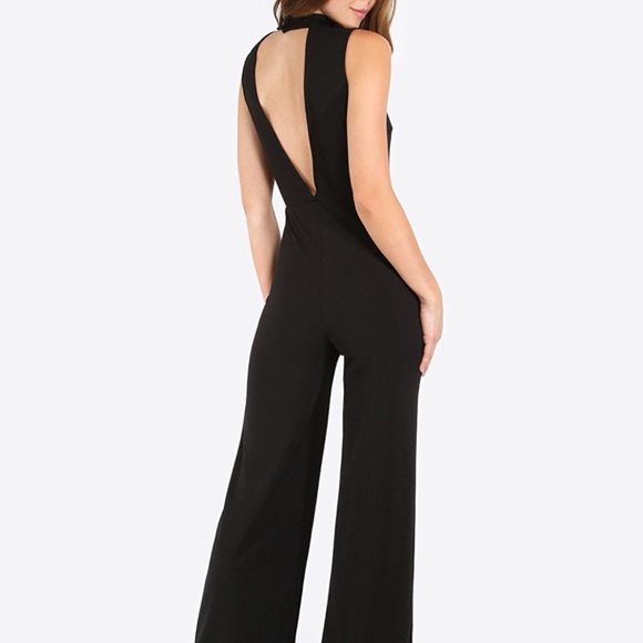 NWOT Sexy Black Choker Open Back Jumpsuit - Picture 2 of 4