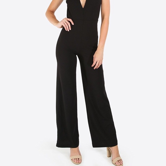 NWOT Sexy Black Choker Open Back Jumpsuit - Picture 3 of 4