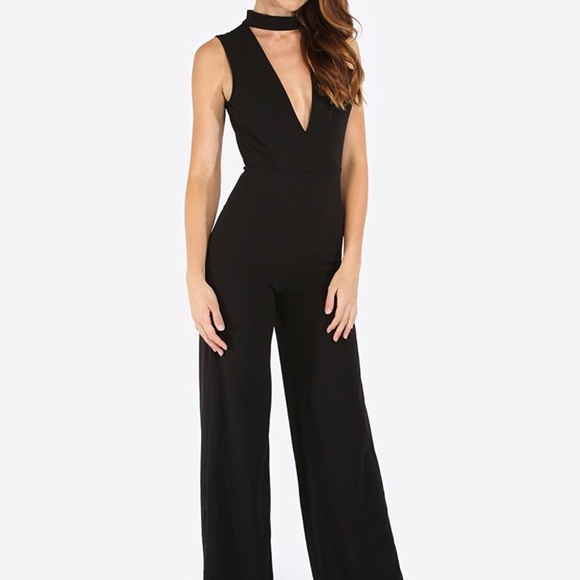 NWOT Sexy Black Choker Open Back Jumpsuit - Picture 4 of 4
