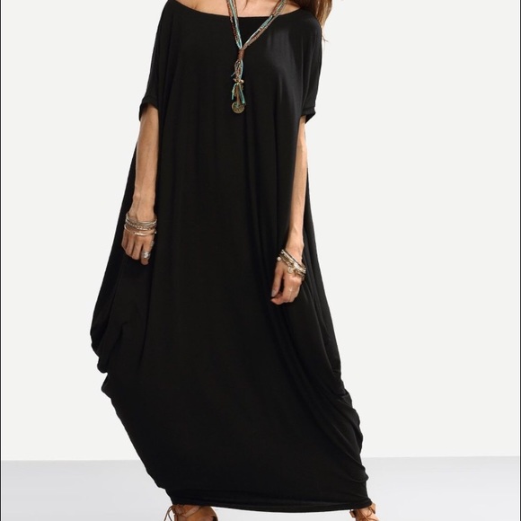 NWOT Unique Black One Shoulder Maxi Dress - Picture 4 of 4