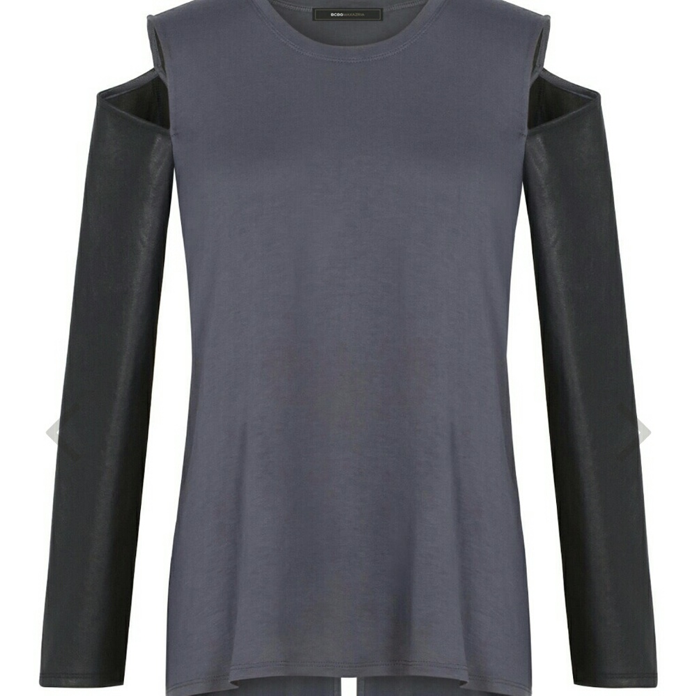 BCBGMAXAZRIA Judson Faux-Leather Sleeve Top