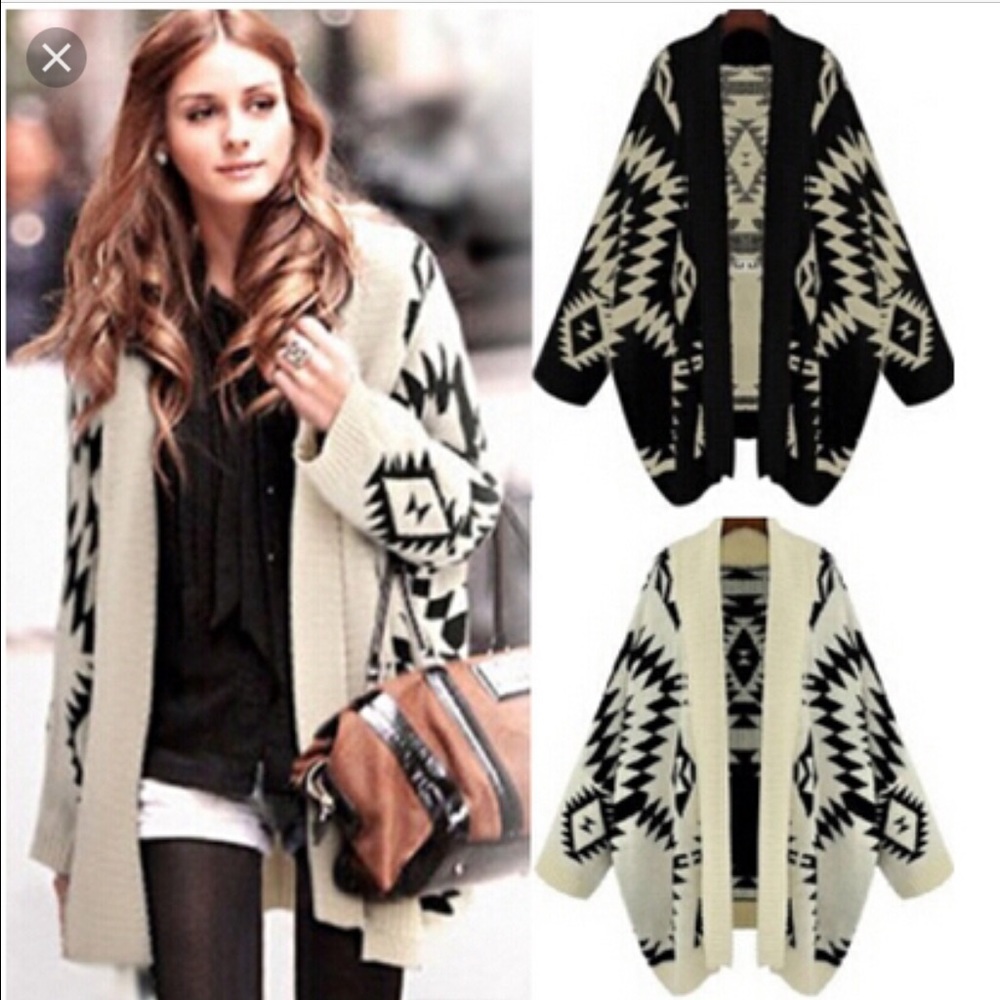 Tribal oversized sweater cover-up
